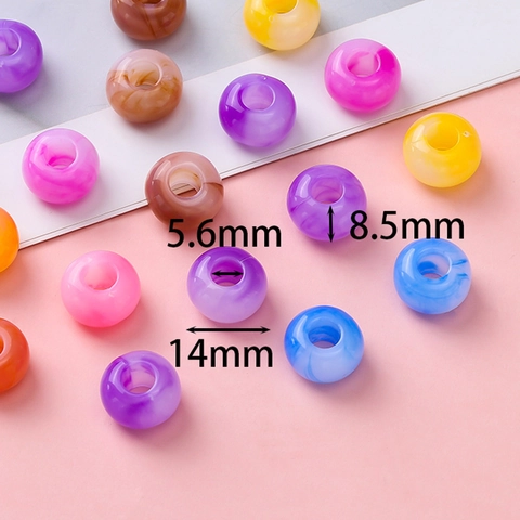 Acryl Gemarmerde Grote Gat Kralen Jelly Kleur Rondelle Pony Kralen Voor DIY Armband Ketting Handgemaakte Sieraden Maken