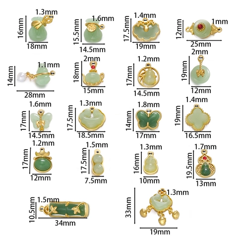 Chinese Style Alloy Charms Imitation Jade Pendants DIY Jewelry Making Findings Auspicious Cloud Gourd Bamboo Necklace Charms