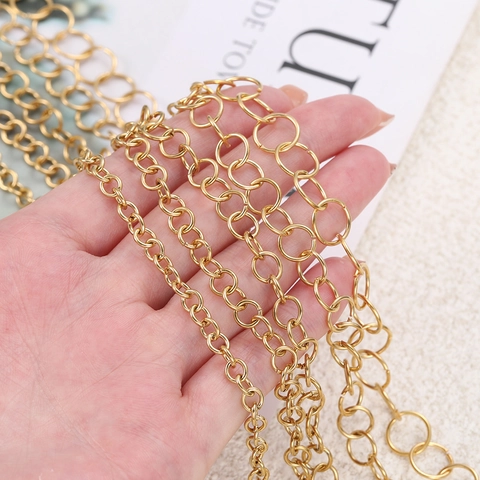 Roestvrij Staal Rolo Ketting Ronde Schakel DIY Sieraden Maken Onderdelen Voor Ketting Armband Goud Staal Kleur Handgemaakte Knutselspullen