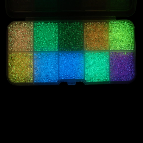 Luminous Glass Seed Beads DIY Jewelry Making Supplies Fluorescent Colorful Beads In Divided Storage Box For Handmade Bracelets Necklaces