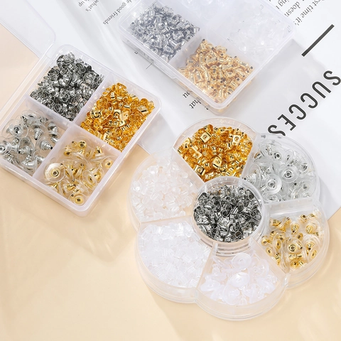 Juego de Cierres para Pendientes DIY de Silicona y Aleación Mariposa Bala Con Caja de Almacenamiento para Joyería