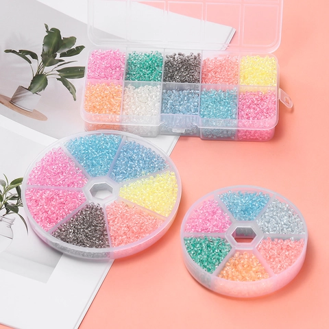 Luminous Glass Seed Beads DIY Jewelry Making Supplies Fluorescent Colorful Beads In Divided Storage Box For Handmade Bracelets Necklaces