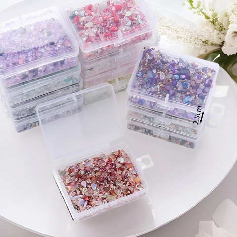 Irregular Glass Crushed Stones Boxed Crystal Glass Slag For DIY Crafts Nail Art Decoration Filling Landscaping Multi Color