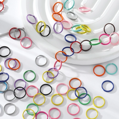 Painted Iron Double Jump Rings Open Split Rings For DIY Jewelry Making Keychain Necklace Connector Handicraft Accessories