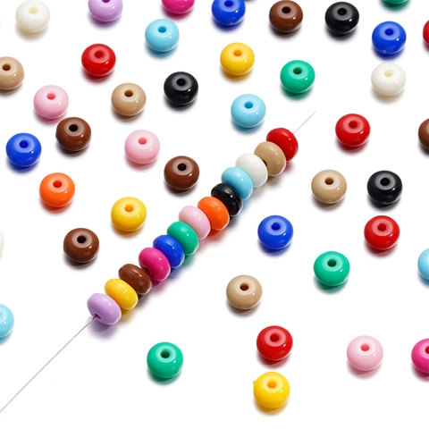 Acrylic Candy Color Flat Round Beads 8mm Rondelle Spacer Beads For DIY Handcrafted Necklace Bracelet Jewelry Making