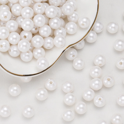 ABS Artificial Pearl Beads Rice White Pure White Round Pre-drilled Loose Beads For DIY Craft Bags Jewelry Making Findings