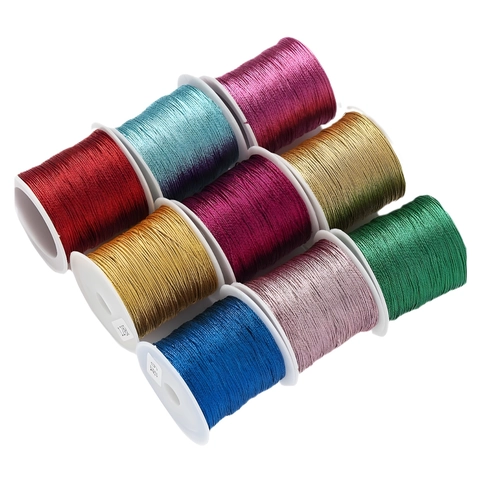 Cordón Trenzado Metálico de Poliéster Oro Plata de Alta Calidad Para Fabricación de Joyas DIY Pulsera Collar Materiales de Artesanía Hechos a Mano