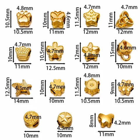 Electroplated CCB Large Hole Spacer Beads Star Heart Sea Star Butterfly Crown Flower Shape DIY Jewelry Making Findings Loose Beads