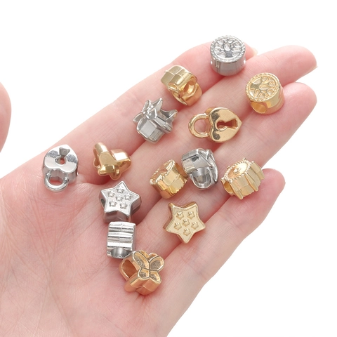 Electroplated CCB Large Hole Spacer Beads Star Heart Sea Star Butterfly Crown Flower Shape DIY Jewelry Making Findings Loose Beads