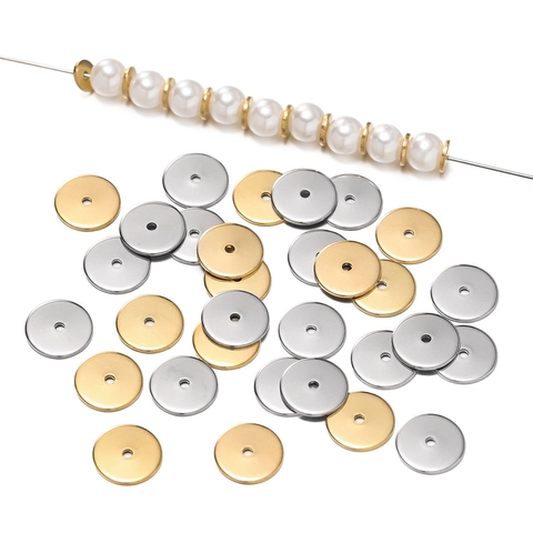 Stainless Steel Spacer Beads Wheel Shaped Flat Round Loose Beads For DIY Jewelry Making Findings Materials Gold Silver Metal Beads