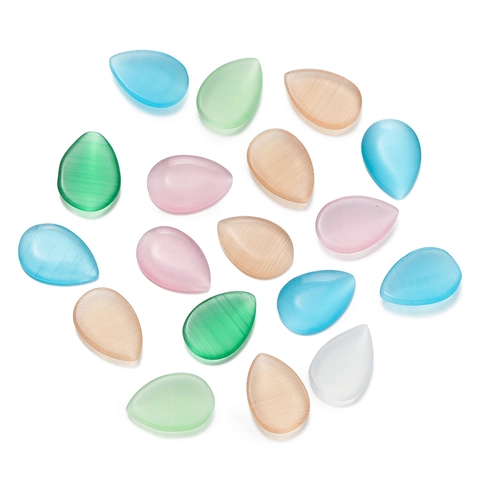 Teardrop Glass Cat Eye Cabochon Flatback Patch For DIY Jewelry Making Bracelet Necklace Inlay Material Multi Color Accessories