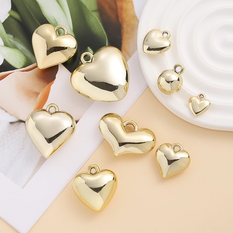 DIY Sieraden Maken Spiegel Verguld CCB Plastic Hart Bedels Glanzende 3D Hart Hangers Voor Ketting Armband Knutselaccessoires