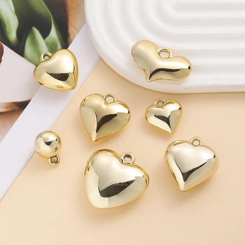 DIY Sieraden Maken Spiegel Verguld CCB Plastic Hart Bedels Glanzende 3D Hart Hangers Voor Ketting Armband Knutselaccessoires
