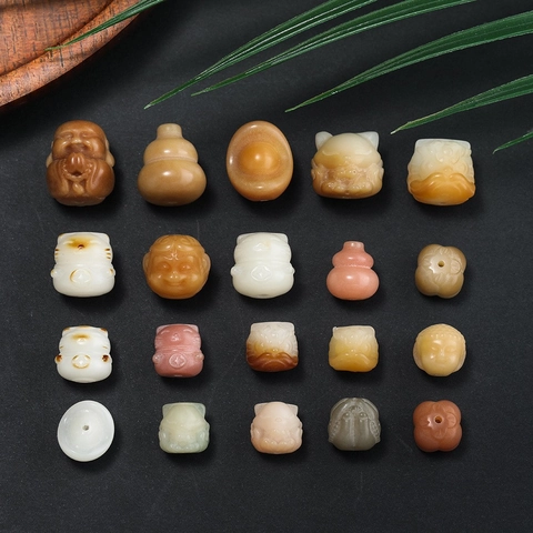 Bodhi Root Hand Carved Beads DIY Jewelry Making Accessories Chinese Style Gourd Buddha Fortune Cat Beads For Bracelets Necklaces
