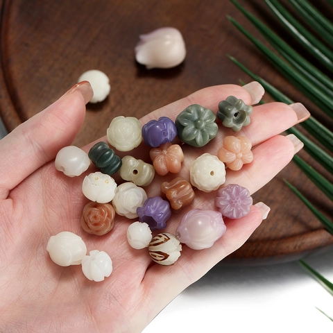 Vintage Flower Carved Bodhi Root Beads For Jewelry Making Lotus Rose Tulip Shape Loose Spacer Beads For Handmade DIY Crafts
