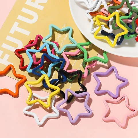 Colorful Lacquered Iron Star Shaped Metal Split Rings DIY Jewelry Keychain Accessories Candy Color Star Jump Rings For Bag Charms