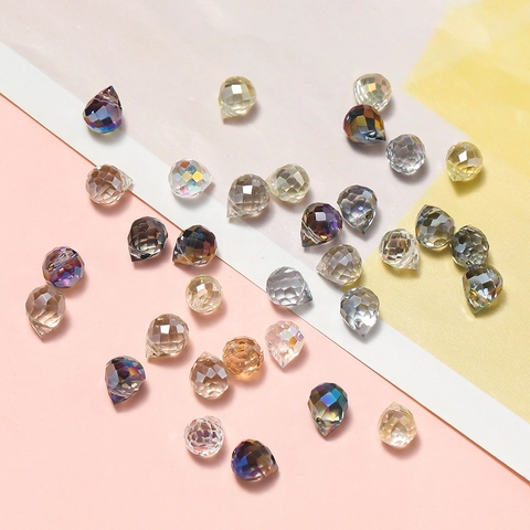 Faceted Glass Teardrop Beads DIY Jewelry Making Crystal Sparkle Water Drop Loose Beads Electroplated AB Coating Craft Accessories