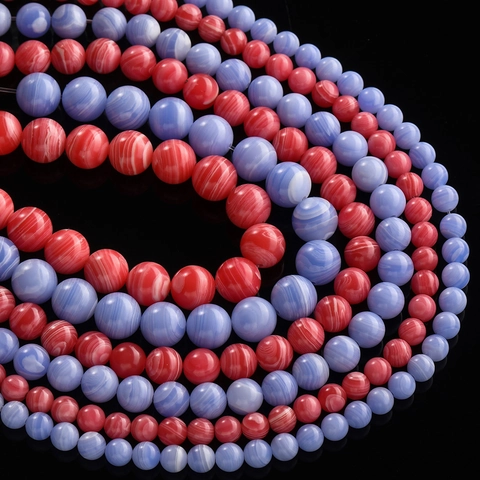 Synthetic Stone Powder Agate Striped Loose Beads Round Striped Beads For DIY Jewelry Making Polished Handmade Beads