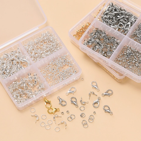 Alloy DIY Jewelry Making Kit Including Lobster Clasps Open Jump Rings Crimp Beads Tips For Handcrafted Necklaces Bracelets