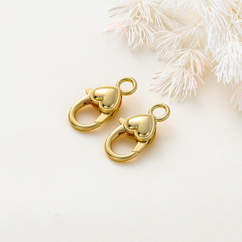 Heart Shaped Lobster Clasp Copper 18K Gold Plated Jewelry Connector For DIY Necklace Bracelet Making Findings Accessories