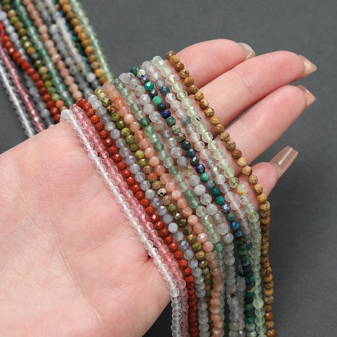 Natural Stone Faceted Loose Beads Tiny Round Crystal Gemstone Beads For DIY Jewelry Making Bracelet Necklace Accessories