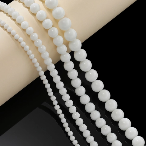 Polished White Ceramic Round Loose Beads Porcelain Spacer Beads For DIY Jewelry Making Necklaces Bracelets 4mm 6mm 8mm 10mm