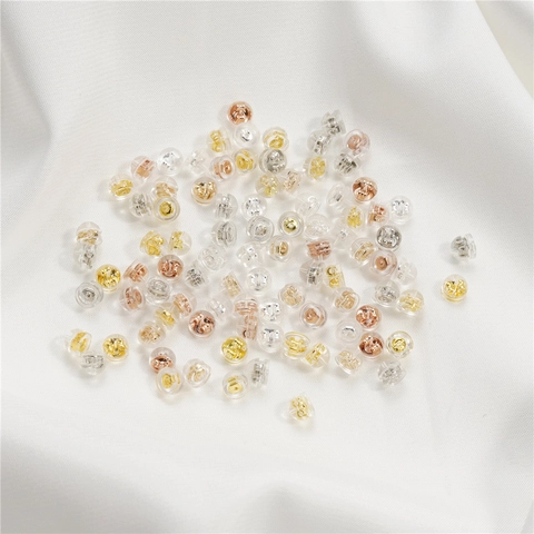 Silicone Copper Earring Backs Transparent Hamburger Shape Earring Stoppers DIY Jewelry Making Findings Anti-Slip Earring Nuts