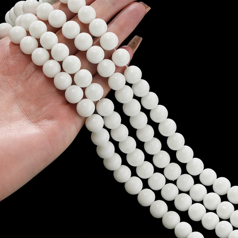 Polished White Ceramic Round Loose Beads Porcelain Spacer Beads For DIY Jewelry Making Necklaces Bracelets 4mm 6mm 8mm 10mm