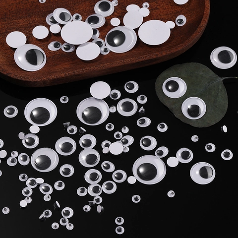 Ojos Móviles Autoadhesivos Tamaños Múltiples Blanco Negro Wiggle Eyes para Manualidades DIY Fabricación de Muñecas Suministros de Arte Pegatina Niños