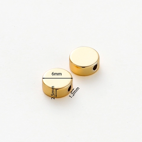 Copper Flat Round Spacer Beads For DIY Jewelry Making Gold Silver Plated Metal Beads For Bracelet Necklace Accessories