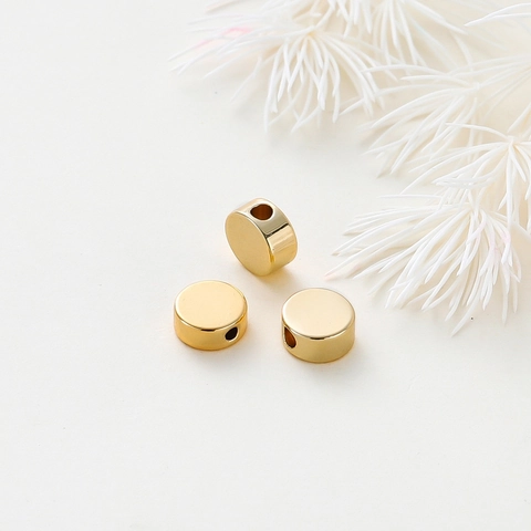 Copper Flat Round Spacer Beads For DIY Jewelry Making Gold Silver Plated Metal Beads For Bracelet Necklace Accessories