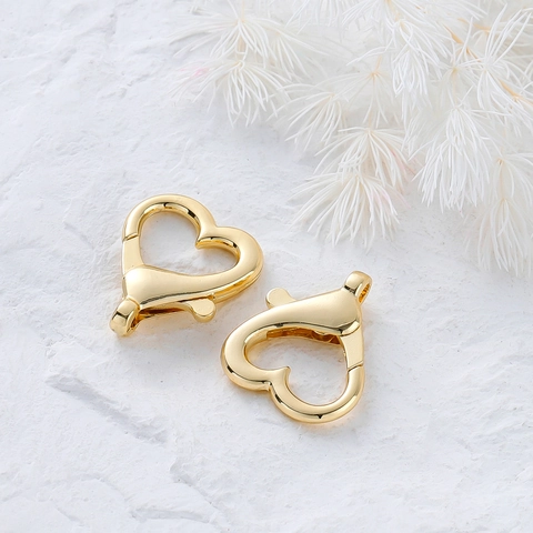 Chiusure a Moschettone in Rame a Forma di Cuore Placcato Oro Argento per Creazione di Gioielli Collana Bracciale DIY