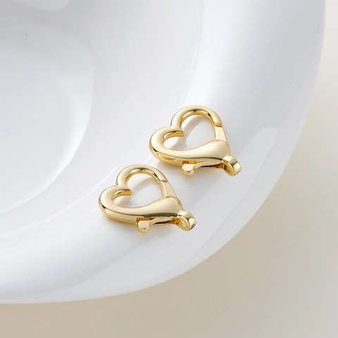 Chiusure a Moschettone in Rame a Forma di Cuore Placcato Oro Argento per Creazione di Gioielli Collana Bracciale DIY
