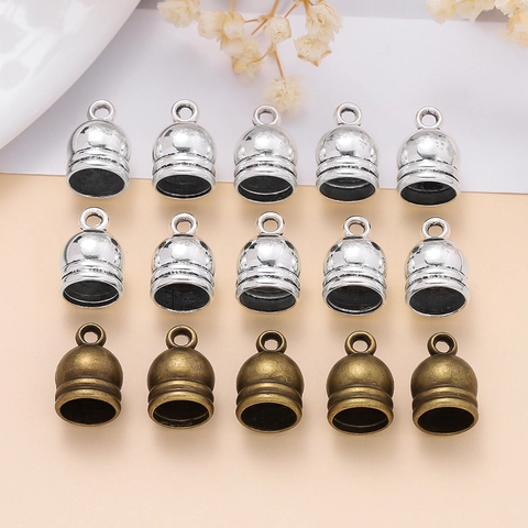 Vintage Zinc Alloy Bell Shape Cord End Caps With Loop Ribbed Tassel Caps For DIY Jewelry Making Necklace Bracelet Findings