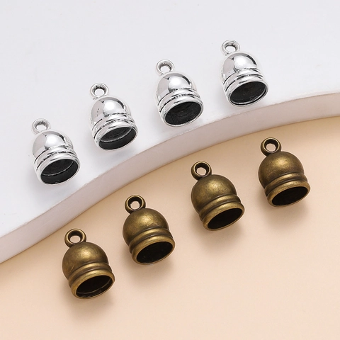 Vintage Zinc Alloy Bell Shape Cord End Caps With Loop Ribbed Tassel Caps For DIY Jewelry Making Necklace Bracelet Findings