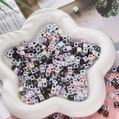 Veelkleurige Acryl Vierkante Letter Nummer Kralen Alfabet Kubus Tussenkralen Voor DIY Sieraden Maken Armband Ketting Handgemaakt