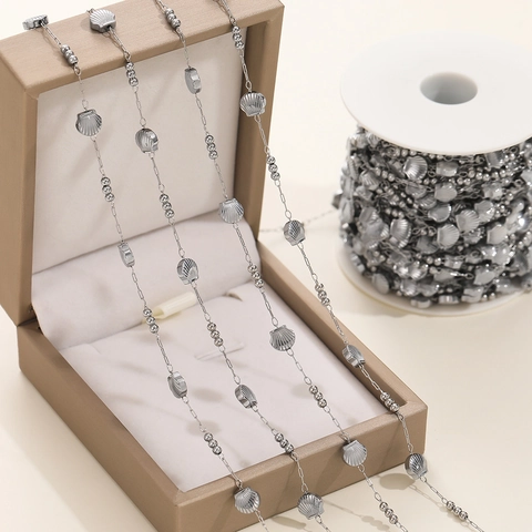 Stainless Steel DIY Shell Bead Chain For Jewelry Making Gold Silver Scallop Shell Decorative Craft Handmade Link Chain