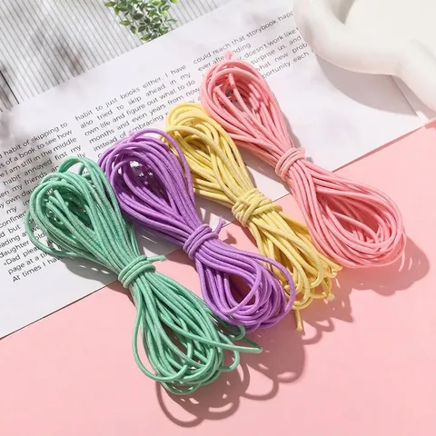 Cordón Elástico de Color de Nailon de 2mm para Accesorios de Cabello DIY Cuerda de Cabello Hecha a Mano Material de Banda de Goma