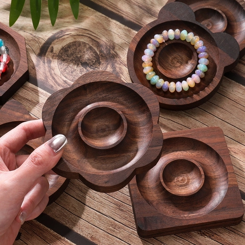 Plateau de Présentation Bijoux en Bois de Noyer Massif Planche à Perles pour Design de Bracelet et Organisateur Naturel