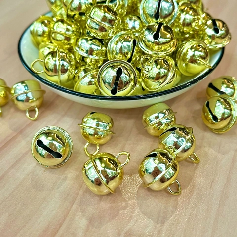 Spiegelglanz Gold Metall Rundglocke Kreuzöffnung Anhänger Für DIY Weihnachtsbaum Dekoration Haustier Halsband Schmuck Zubehör