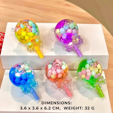 Mignon Porte-clés en Forme de Sucette Bouteille d'Huile à Sables Mouvants pour Femmes Filles Sac Pendentif Accessoire Acrylique Cadeau