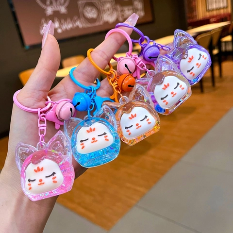 Simpatico Portachiavi a Bottiglia con Sabbie Mobili di Volpe in Cartone Animato Ciondolo per Borsa con Campanello per Regalo Donna