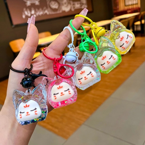 Simpatico Portachiavi a Bottiglia con Sabbie Mobili di Volpe in Cartone Animato Ciondolo per Borsa con Campanello per Regalo Donna