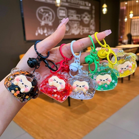 Simpatico Portachiavi a Forma di Animale in Sabbie Mobili Con Guscio in Acrilico con Glitter Liquidi Ciondolo Portachiavi con Figurina Galleggiante Luminosa