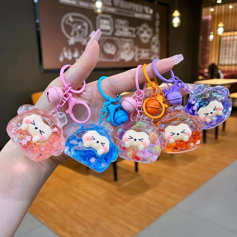 Simpatico Portachiavi a Forma di Animale in Sabbie Mobili Con Guscio in Acrilico con Glitter Liquidi Ciondolo Portachiavi con Figurina Galleggiante Luminosa