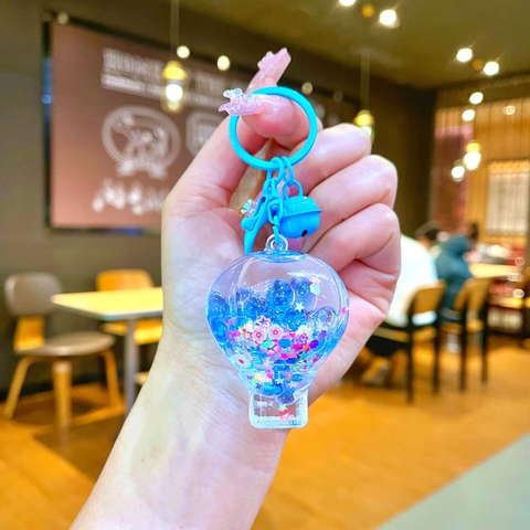 Portachiavi Creativo a Mongolfiera Con Bottiglia di Olio e Sabbie Mobili Carino Portachiavi a Perle Galleggianti per Zaino Regalo Bambini
