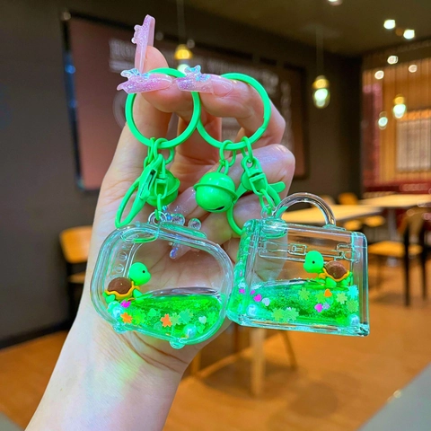 Portachiavi Creativo a Forma di Tartaruga Con Sabbie Mobili e Liquido in Acrilico Ciondolo per Borsa Tartaruga Mondo Marino Accessori Portachiavi Animali Carini Regalo per Bambini Donna