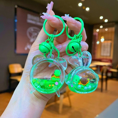 Portachiavi Creativo a Forma di Tartaruga Con Sabbie Mobili e Liquido in Acrilico Ciondolo per Borsa Tartaruga Mondo Marino Accessori Portachiavi Animali Carini Regalo per Bambini Donna