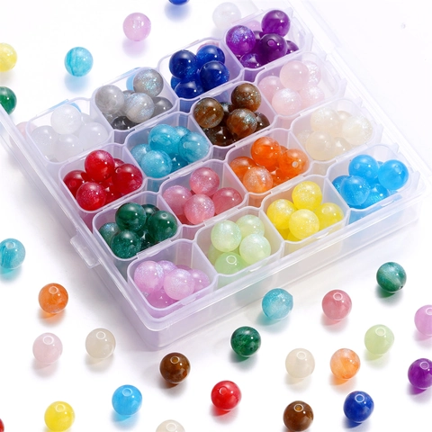 Mermaid Resin Round Loose Beads With Glitter Sparkle Effect For DIY Jewelry Making Handmade Bracelet Necklace Accessory Supplies