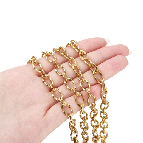 Minimalistische Edelstahl Twist Oval Gliederkette Vakuumvergoldet Gold Silber Für Handgemachte DIY Schmuck Halsketten Zubehör